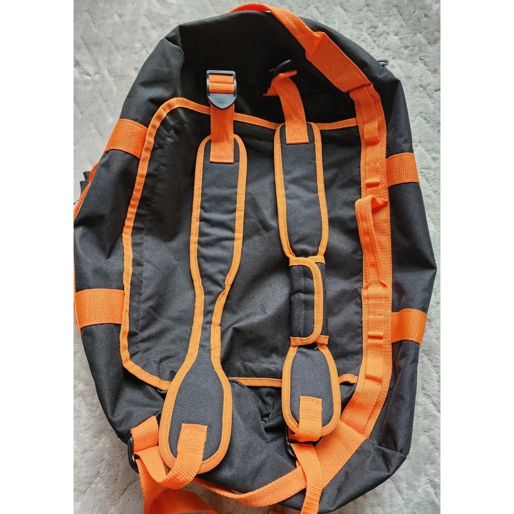 Harley-Davidson Black Orange Canvas Duffel Backpack Convertible Gear Bag